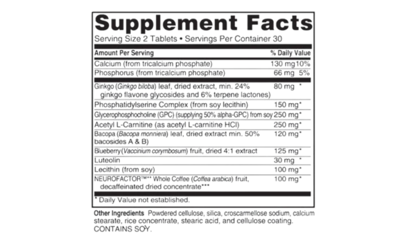 Advanced Memory Formula Supplement Facts-