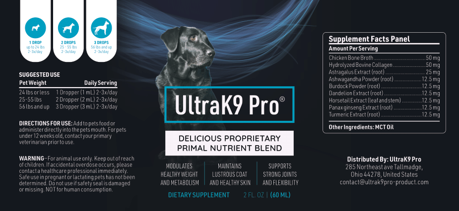 UltraK9 Pro Supplement facts