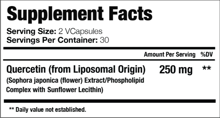 GenuinePurity Liposomal Quercetin supplement facts