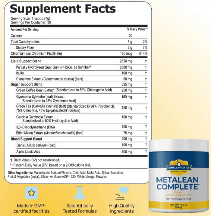 MetaLean Complete Supplement Facts