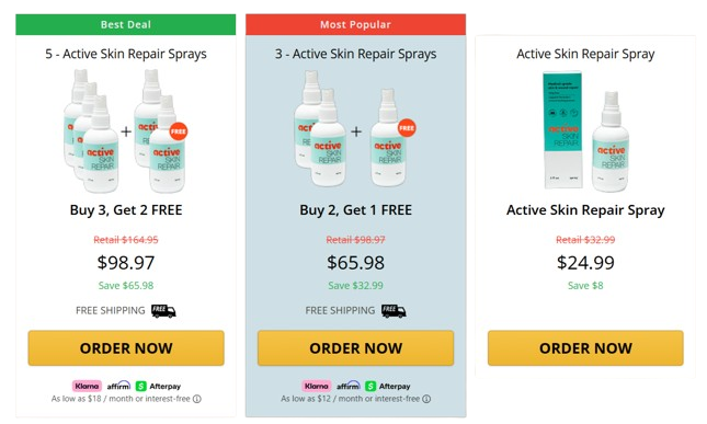 Active Skin Repair Spray Pricing